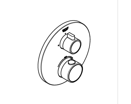 Grohe Logo. Thermostatarmatur zur Wandmontage.