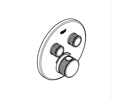 Logo Grohe. Batterie thermostatique pour montage mural avec trois boutons.