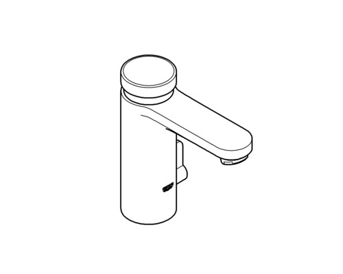 Dessin d''un robinet de lavabo individuel.