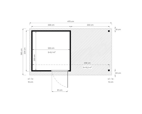 Plan avec dimensions et calcul de surface