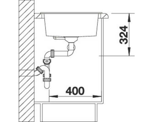 Schéma technique d''un évier avec dimensions
