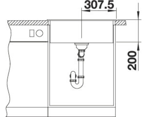 Schéma d''un meuble sous-évier avec dimensions