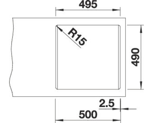 Schéma coté du produit avec les dimensions 495, 490 et 500.