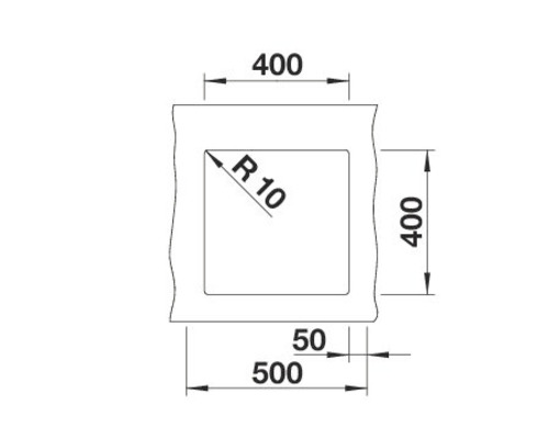 Schéma technique d''un receveur de douche mesurant 400 x 400 x 500 millimètres avec un rayon de 10.