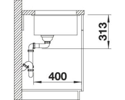 Schéma d''un évier avec dimensions