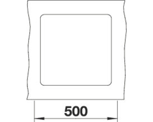 Technische Zeichnung eines Duschelements mit der Angabe 500 Millimeter