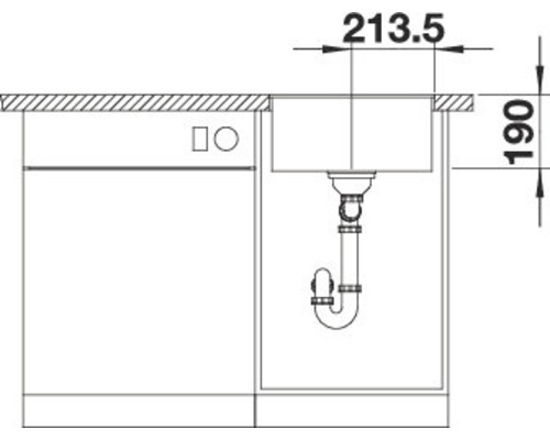 Dessin technique d''un meuble sous-évier avec dimensions