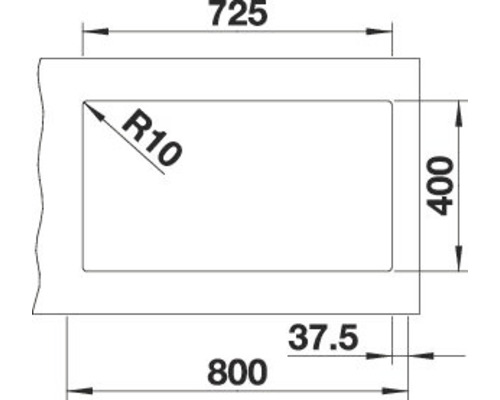 Technische Zeichnung mit Maßangaben: 725, 400, 800, 37.5 und R10
