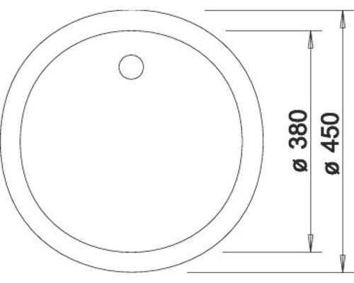 Schéma technique d''un lavabo rond avec des diamètres de 380 mm et 450 mm