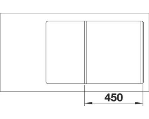 Technische Zeichnung eines Spülbeckens mit Maßangabe 450