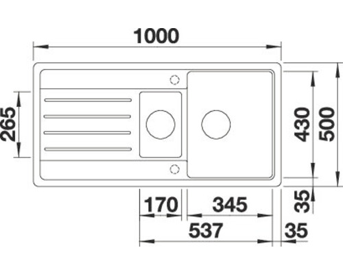 Dessin technique d''un évier de cuisine avec dimensions
