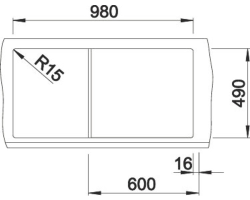 Dessin technique d''un évier avec indications de dimensions