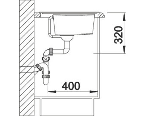 Schéma d''un évier avec des dimensions de 320 sur 400