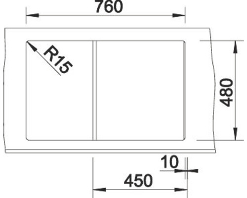 Dessin technique d''un évier avec indications de dimensions