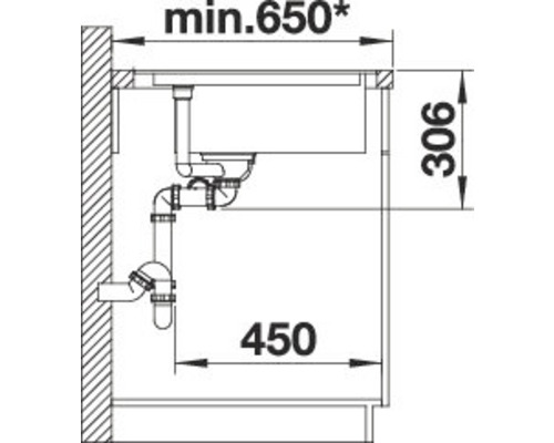 Schéma technique d''un évier avec dimensions