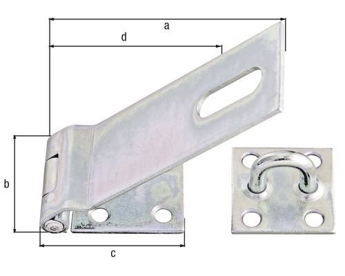 Torriegel aus Metall mit Öse und Massangaben