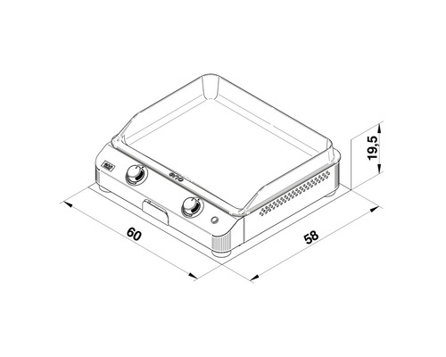 Dimensions d''une plaque de cuisson au gaz : 60 x 58 x 19,5 cm