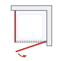 Illustration einer Duschabtrennung mit Schwenktürfunktion