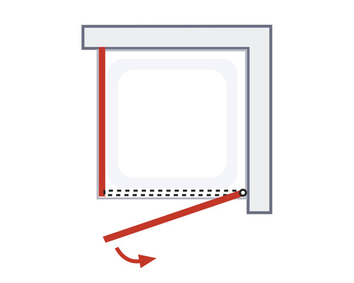 Illustration einer Duschabtrennung mit Schwenktürfunktion