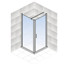 Eckdusche mit Glastür und Rahmen