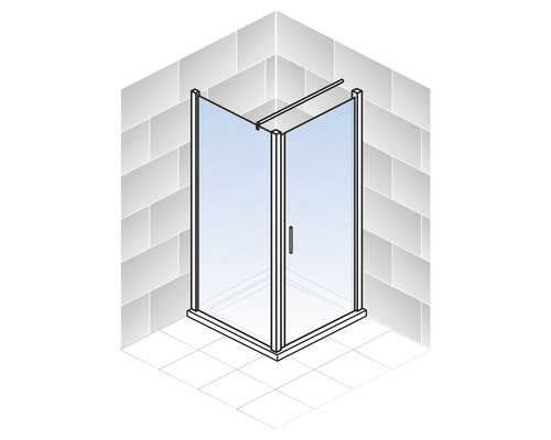 Eckdusche mit Glastür und Rahmen