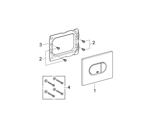 Kit pour plaque de commande avec cadre de montage et vis de fixation