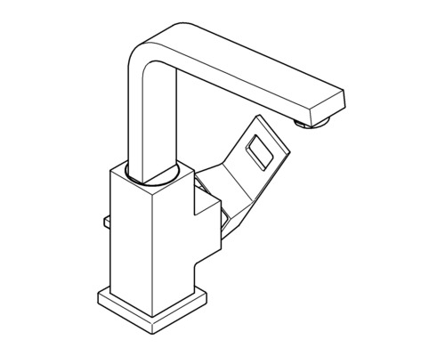 Schéma d''un robinet de lavabo avec drain ouvert