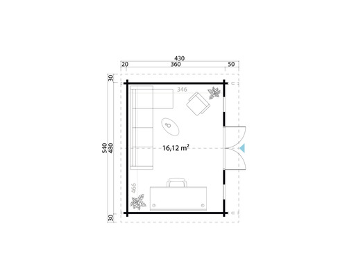 Plan du chalet de jardin avec dimensions