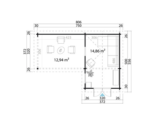 Plan d''un abri de jardin avec indications de taille