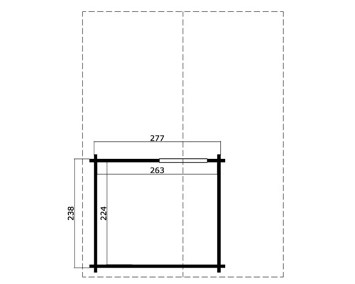 Plan d''un chalet de jardin avec indications de dimensions