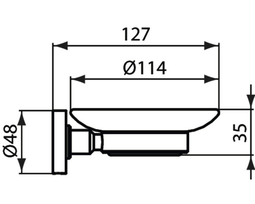 Dessin technique d''un porte-savon avec dimensions