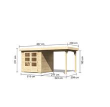 Gartenhaus Karibu Kodiak 2 im Set mit Schleppdach 467 x 238 cm natur