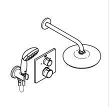 Robinet de douche avec pomme de tête, douchette et thermostat