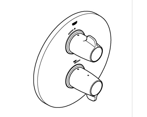 Duscharmatur mit zwei Griffen zur Temperatur- und Wassermengenregulierung.