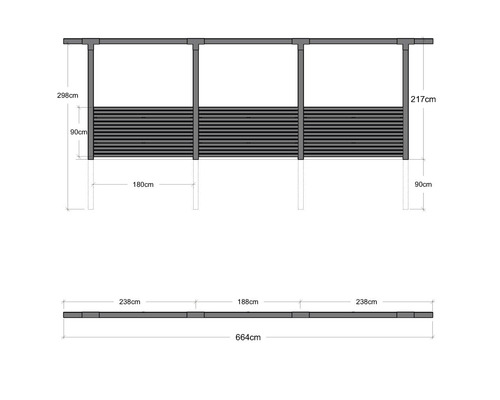 Dessin technique d''un écran de confidentialité avec dimensions