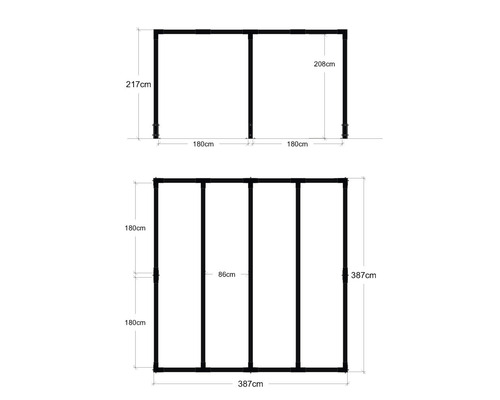 Dessin technique d''un abri avec les dimensions