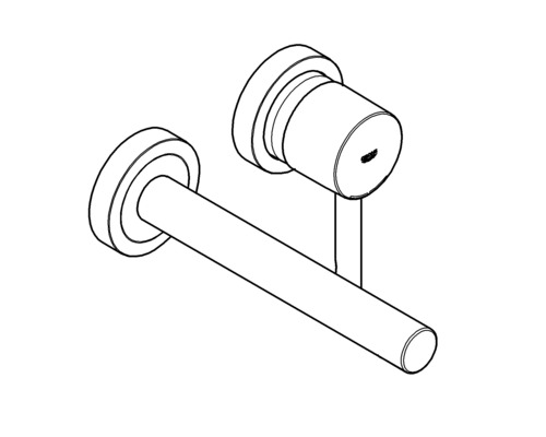 Logo Grohe sur un robinet de lavabo pour montage mural