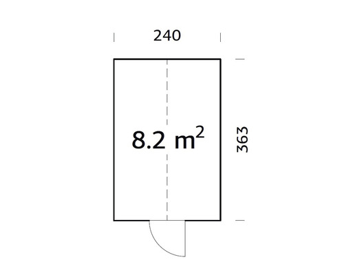Grundriss mit den Maßen 240 mal 363 Zentimeter und einer Fläche von 8.2 Quadratmetern