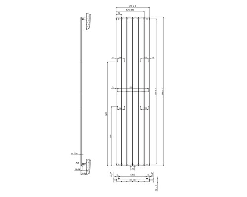 Dessin technique d''un radiateur avec indications de dimensions