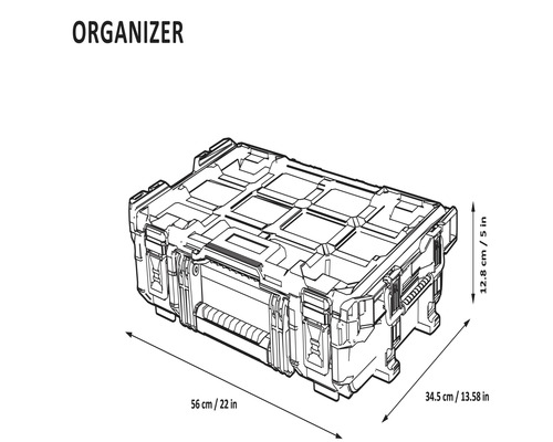 Illustration d''un organisateur d''outils avec des mesures