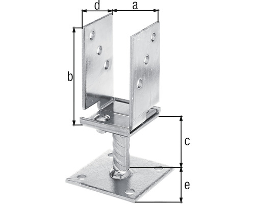 Support de poteau avec indications de dimension
