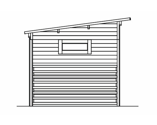 Illustration d''un abri de jardin avec toit monopente et fenêtre