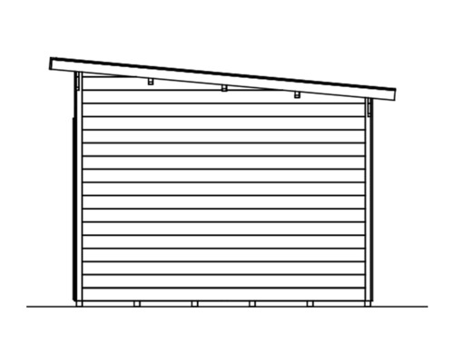 Illustration eines Gerätehauses mit Pultdach