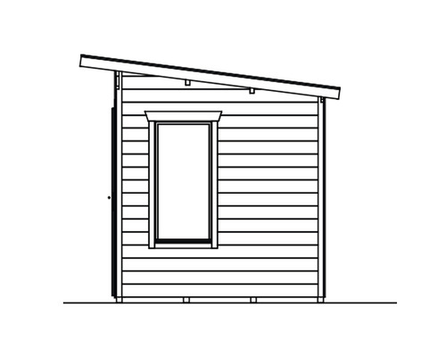 Illustration d''un abri de jardin avec un toit monopente et une fenêtre