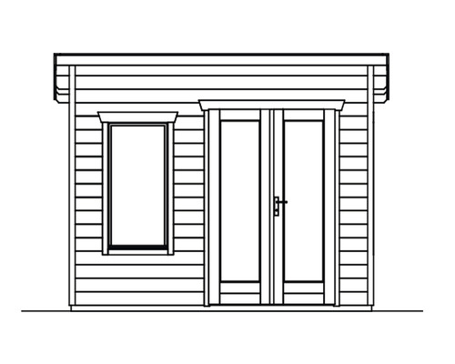 Illustration d''un abri de jardin avec fenêtre et porte double