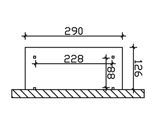 Technische Zeichnung mit Maßangaben: 290, 228, 126 und 88