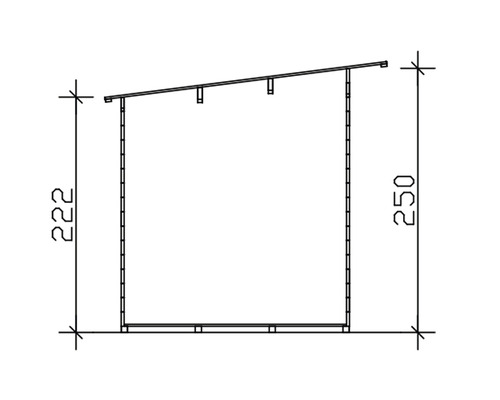 Schéma technique d''une cabane de jardin avec indications de dimensions