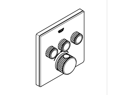 Grohe Logo auf Unterputz Thermostatbatterie mit vier Drehknöpfen