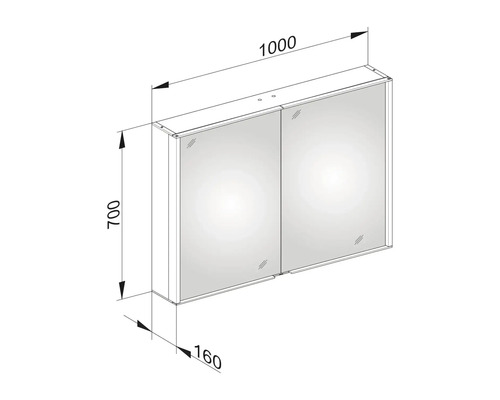 Schéma technique d''une armoire de toilette avec dimensions.