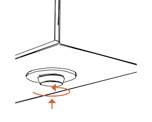 Illustration d''un luminaire rotatif pour montage au plafond avec une flèche